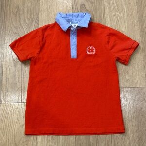 Jacadi Vibrant Red Polo with Blue Collar Size 12